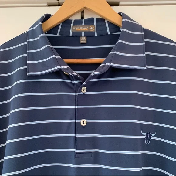 Peter Millar Summer Comfort Polo Shirt Golf Bull Skull Texas Longhorn Size XXL